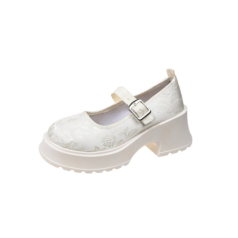 Vintage thick sole everything fashion chunky heel shoes 2024 new summer shallow cut buckle Mary Jane shoes women