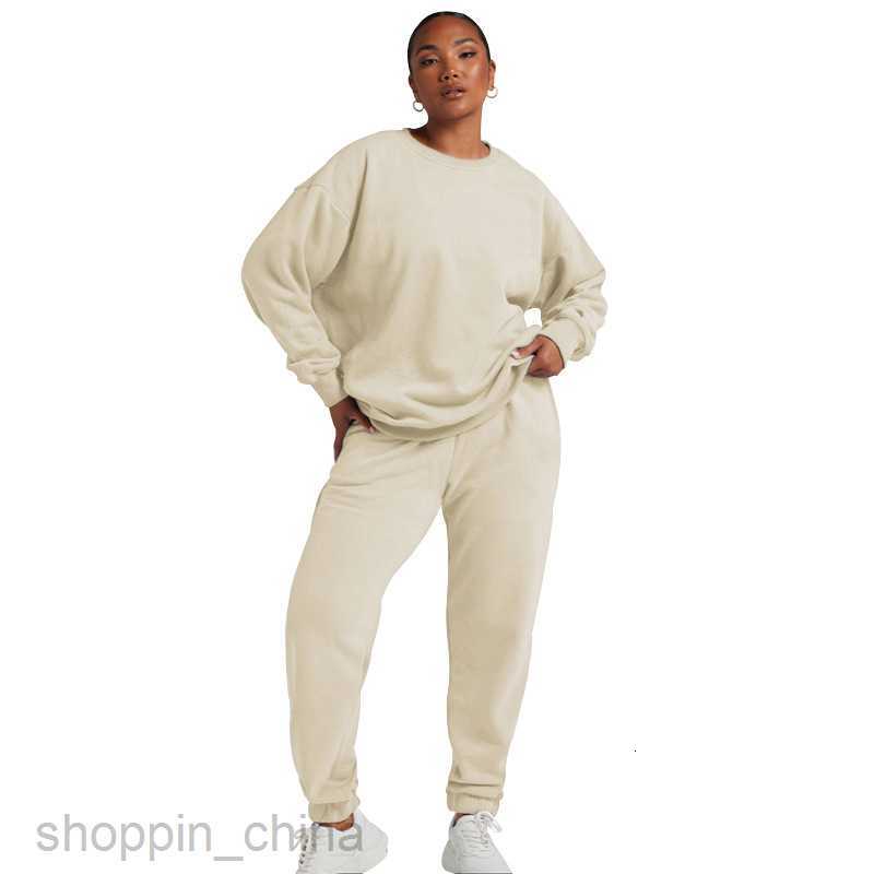 Women's Tracksuits Fashion solid color sports jogging suit Autumn and winter new solid color Pullover long sleeve sweater women two-piece casual 