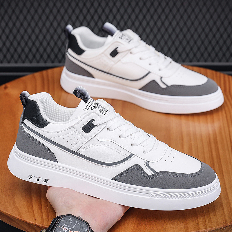 Men Shoes Hot Sale New Breathable White Shoes Korean Version Trend Versatile Thick Soled Board Shoes Stylish Grey Free shipping