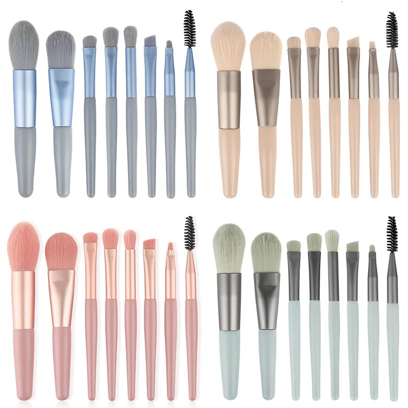 8Pcs Mini Travel Soft Makeup Brushes Set Portable Eye Shadow Brush Foundation Powder Eyelash Concealer Blush Make Up Brush Set 240620