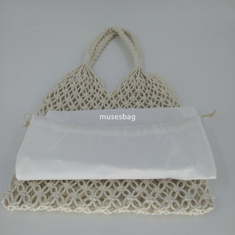 High quality women's designer large capacity one shoulder portable leisure hollowed out travel vacation chic style cotton thread handmade woven b
