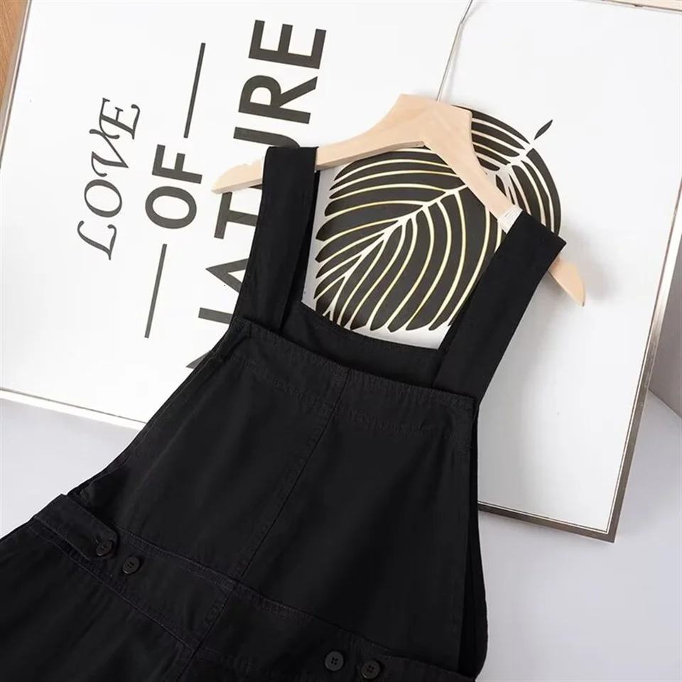 Cos Lris Spring Product Womens casual versatile wide leg suspender high waisted black jumpsuit 240618