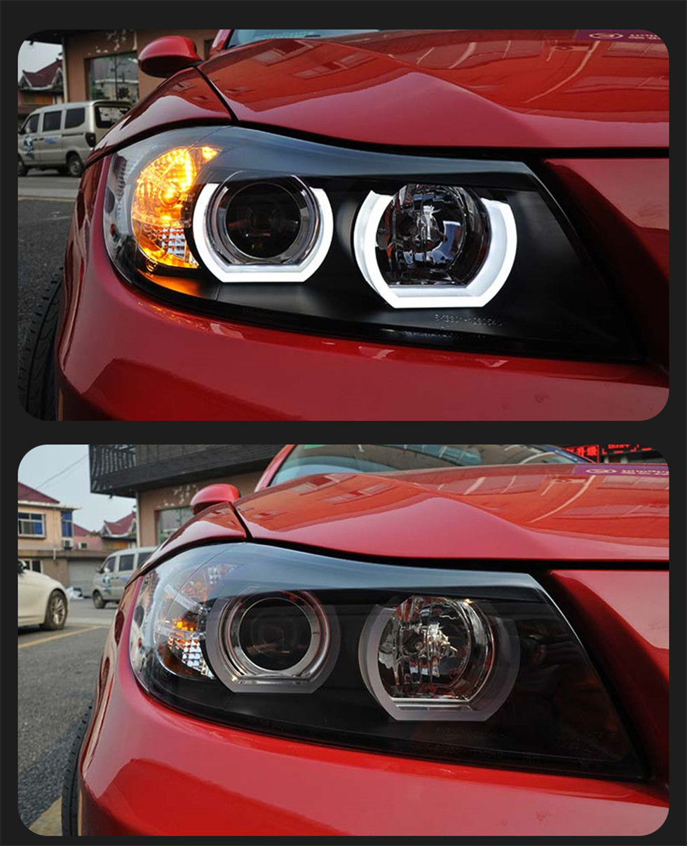 Car Lights For BMW 3 Series E90 2005-2012 Headlights LED DRL Turn Signal High Low Beam Angel Eye Headlight
