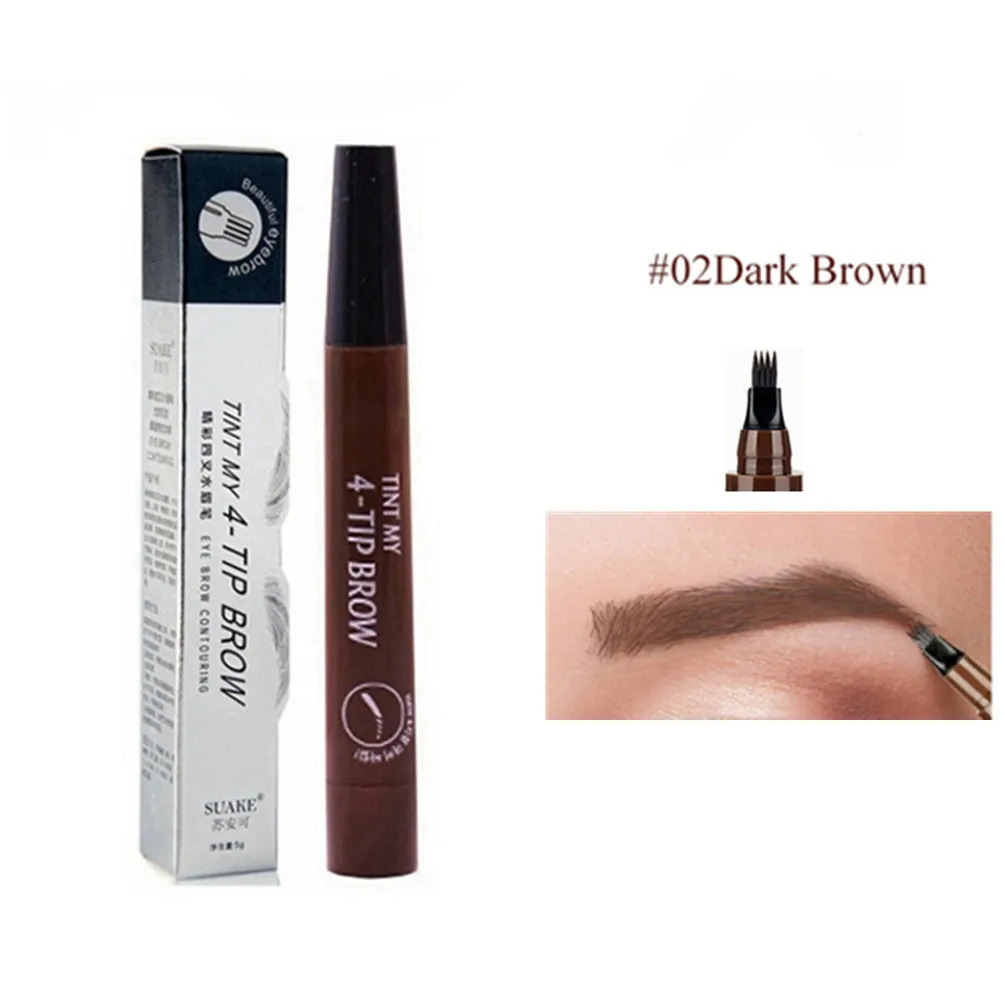 4D Microblading Eyebrow Pen 4 Forks Tip Eyebrow Tattoo Pencil Long Lasting Fine Sketch Liquid Eye Brow Make Up 240620