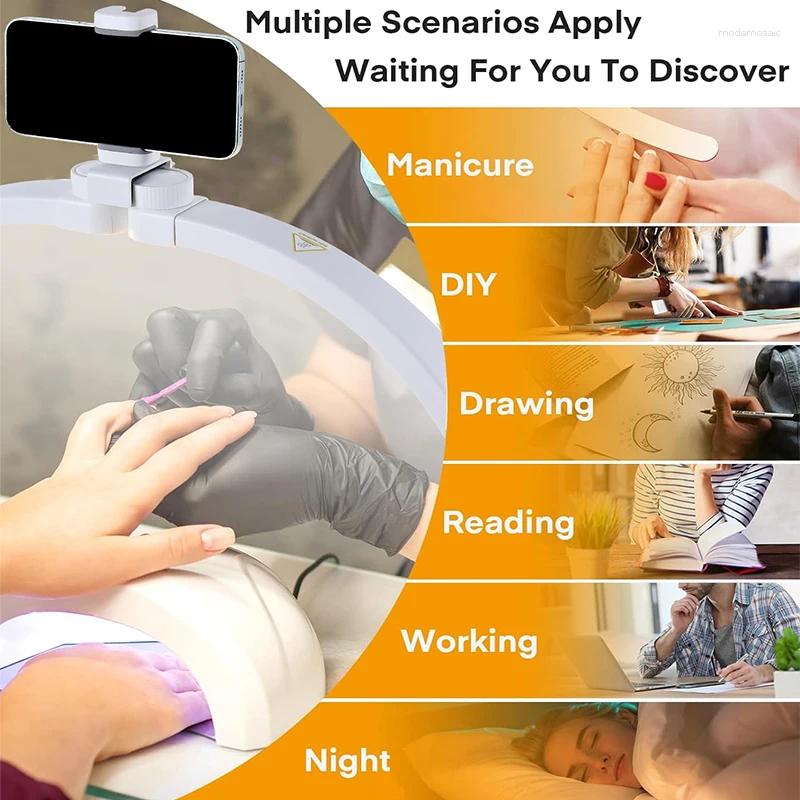 Nail Dryers 30W Half Moon Desk Lamp 3000-6500K Touch Control Foldable U-shaped Manicure Tattoo Beauty Light With Phone Clip
