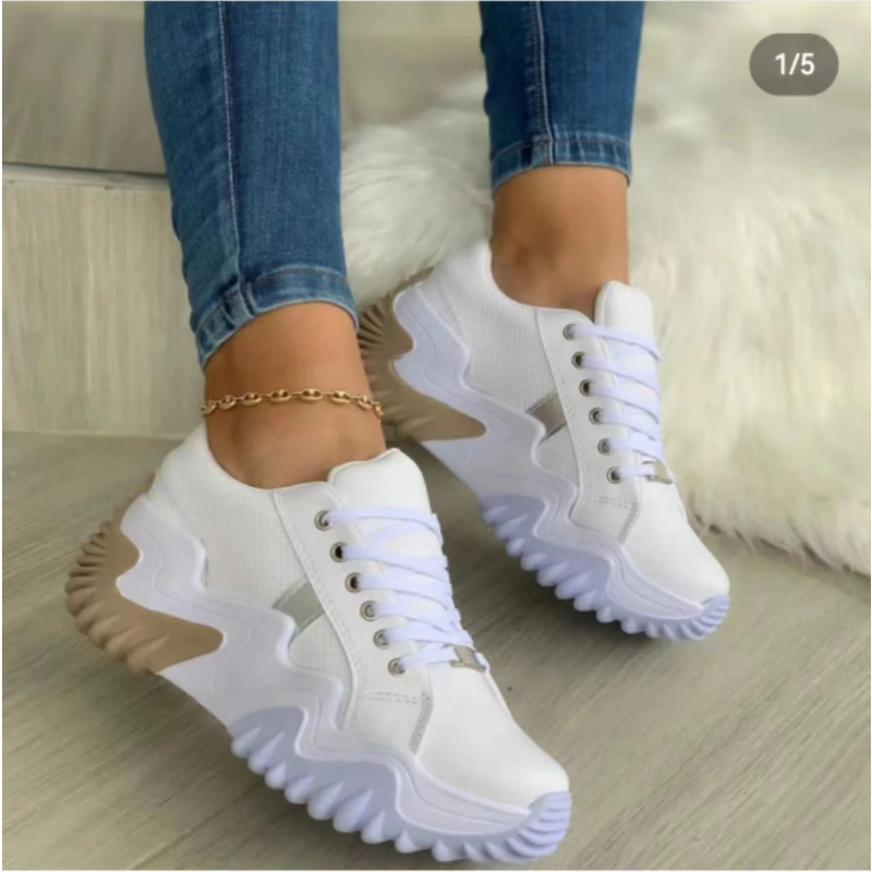 2023Low Top Sports Shoes Women's New Autumn Plus Size Leisure Platform Shoes Lace-up Non-slip Running Shoes Zapatos De Mujer