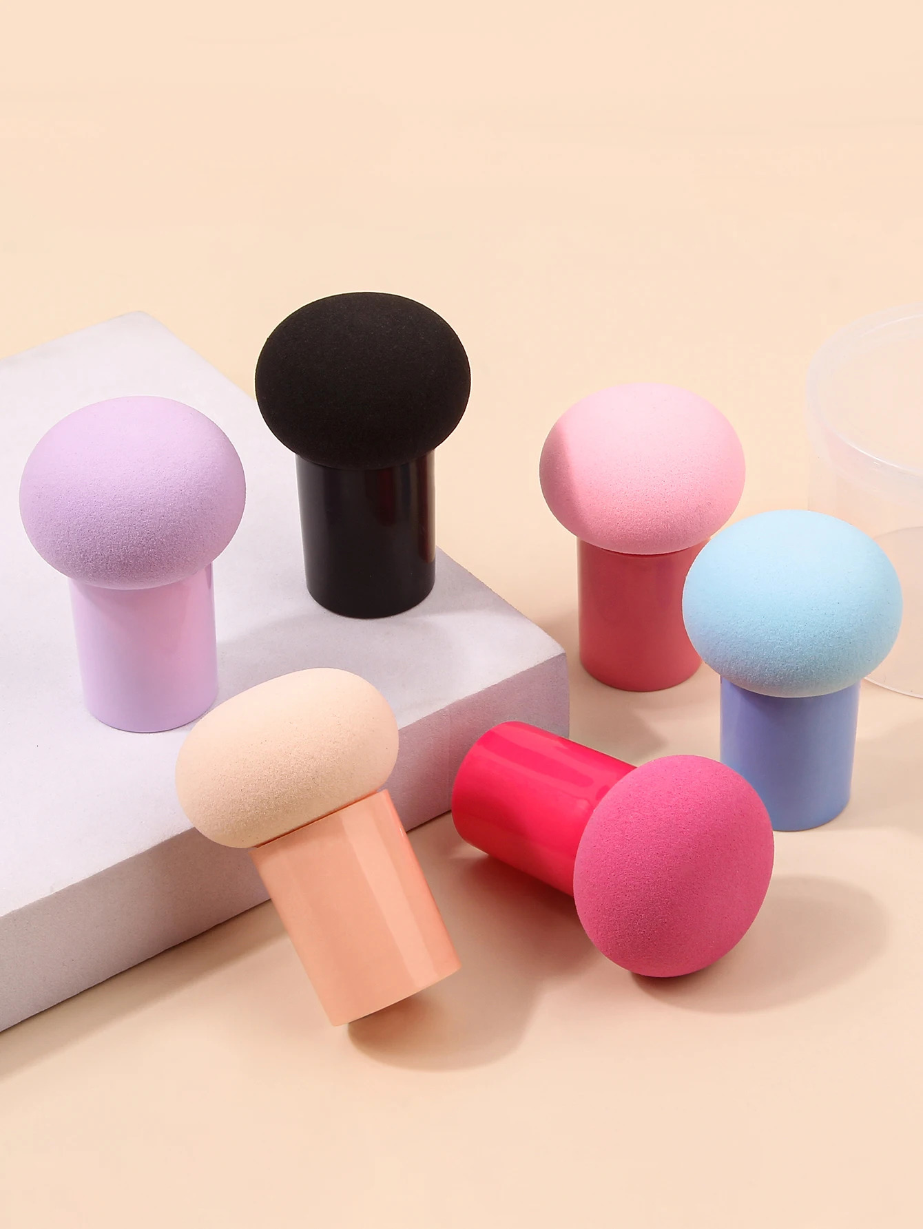 6PCS Lovely Mushroom Head Cosmetic Dual Purpose Soft Powder Puff Blending Foundation Concealer Make Up Sponge 240620