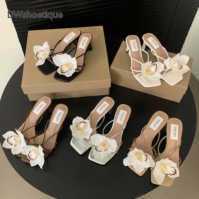 ral Summer womens slider square toe low slim sandals 241030