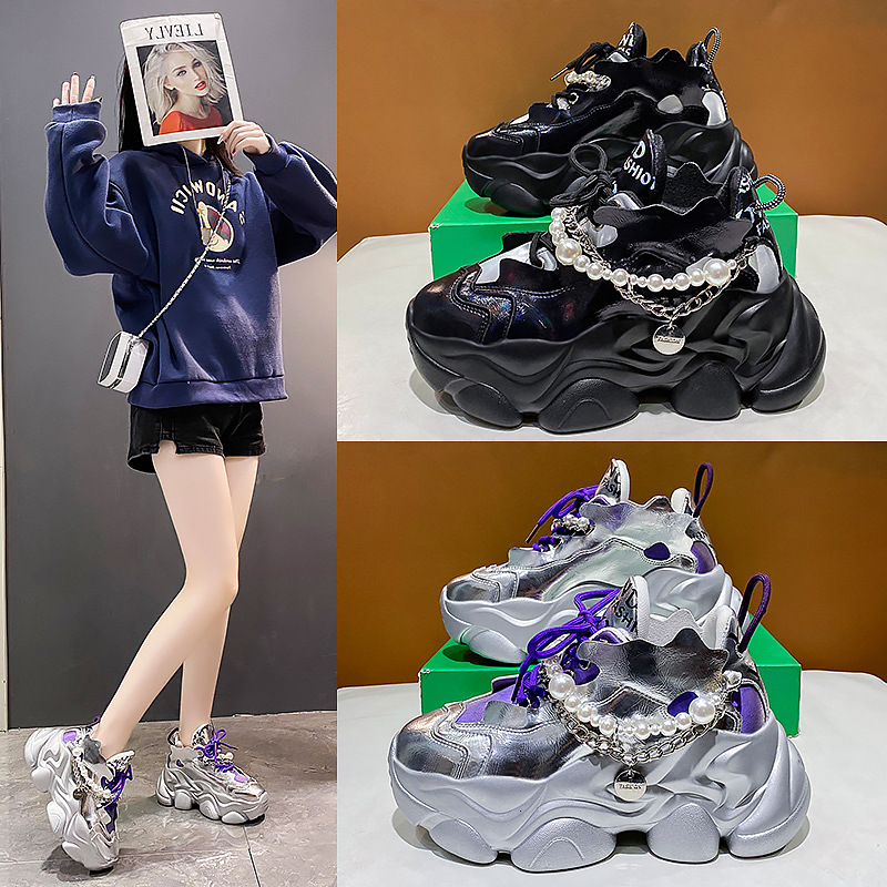 Dad's Instagram Trend Spring and Autumn New Leisure Sports Matsutake Thick Sole Elevated Women's Shoes ddmythur