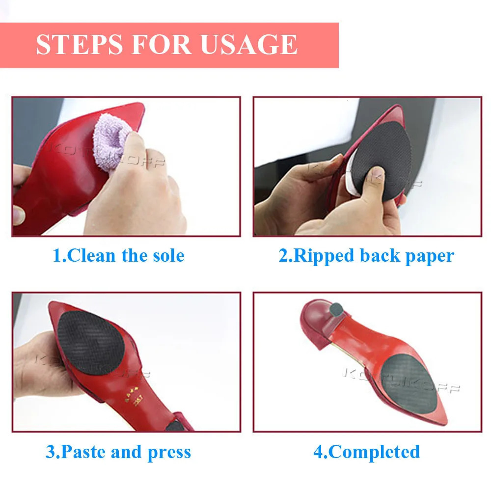 KOTLIKOFF Shoe Sole Sticker Anti Slip High Heel Adhesive Half Outsoles Sticker Forefoot Self Adhesive Grip Outsole Protector Pad 240620