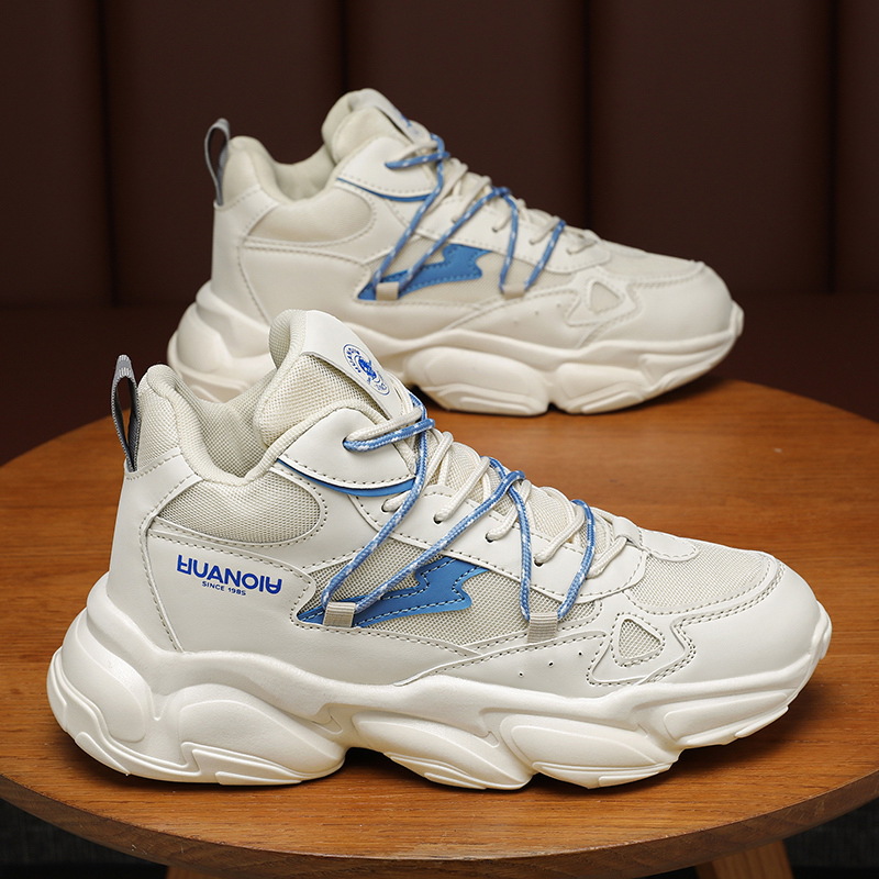 Breathable Men's High-Top Sports Shoes: Versatile 2024 Trend, Black, Height-Enhancing, Free Shipping d907