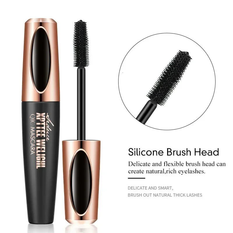 QIC Eyelash Mascara XPTTEE WELIGHL Lasting Mascara Eyeliner Waterproof Thick Long Curly Silicone Eyelash Brush 4D Mascara 240620
