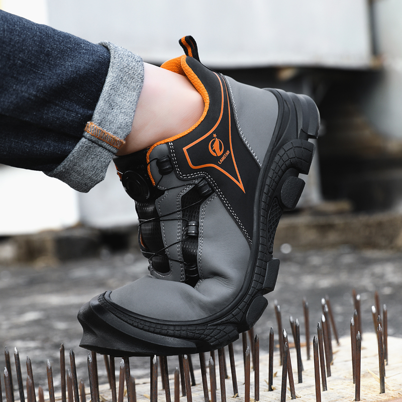 European 2023 Standard High Top Safety Men Anti-smashing Anti-piercing Work Boots Wear Resistant Male Indestructible Shoes 2cd7 4
