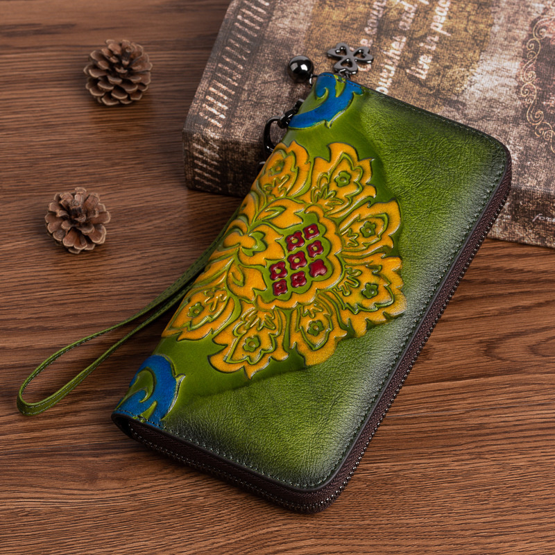 MOTAORA Genuine Leather Women Wallets Cowhide Phone Bags Ladies Multi-layer Zipper Coin Pouch Vintage 3 Color Woman Long Wallets