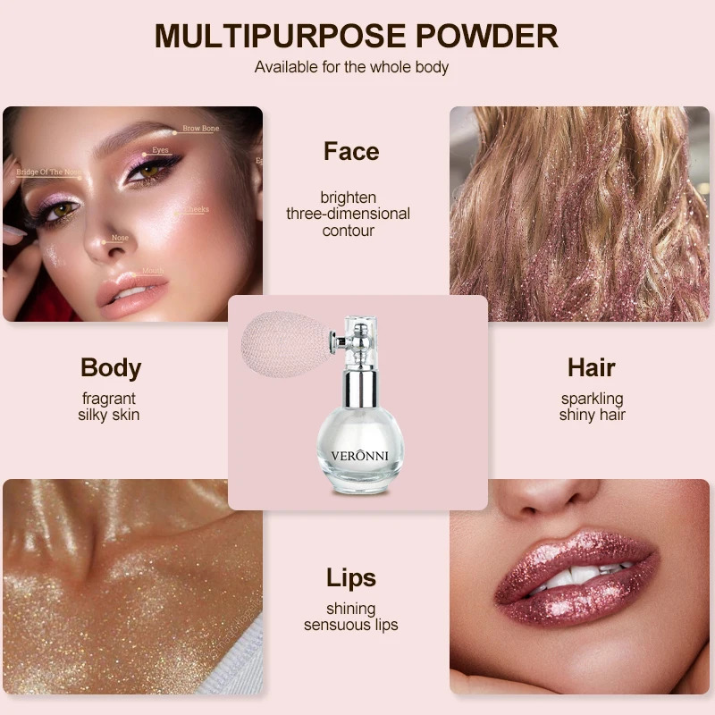 High Gloss Body Diamond Shimmering Spray Powder Highlight Powder Makeup Suitable for and Body Skin Hair Clothes Cosmetics 240620