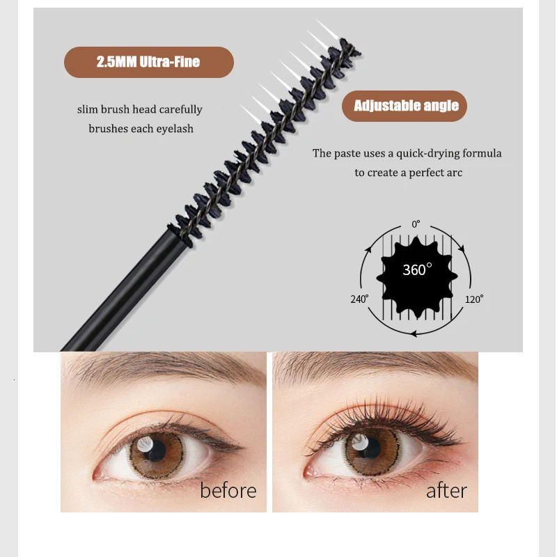 Silk Fiber Matte Mascara Makeup Ultra-Fine Brush Lengthens Eyelashes Waterproof Fast Dry Brown Black Curling Mascara Comestic 240709