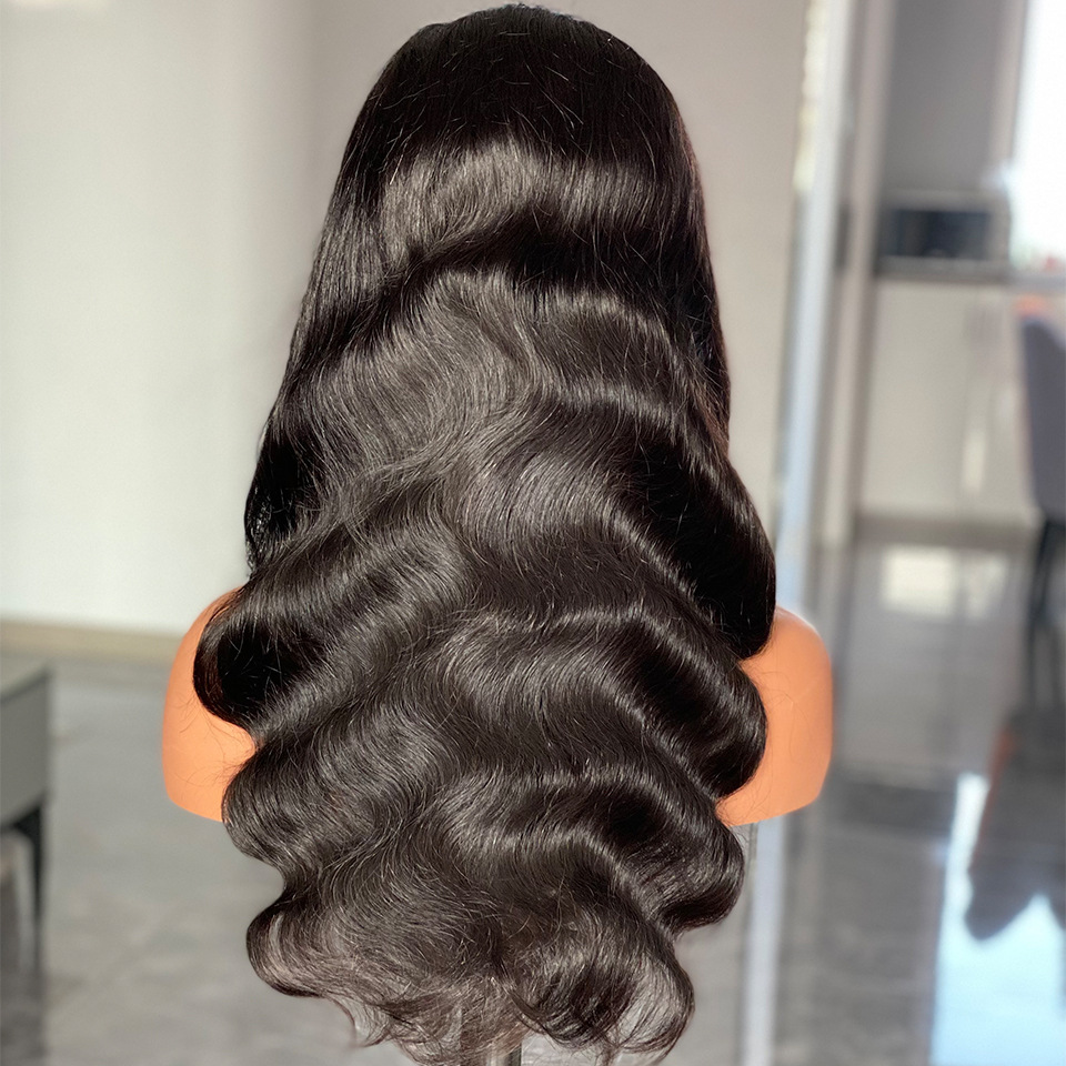 180% Density Body Wave Lace Front Wigs Human Hair 13x4 Top Swiss Lace Bleached Knot Natural Black Women Curly Wigs Smooth and Glossy Long Hair Wig