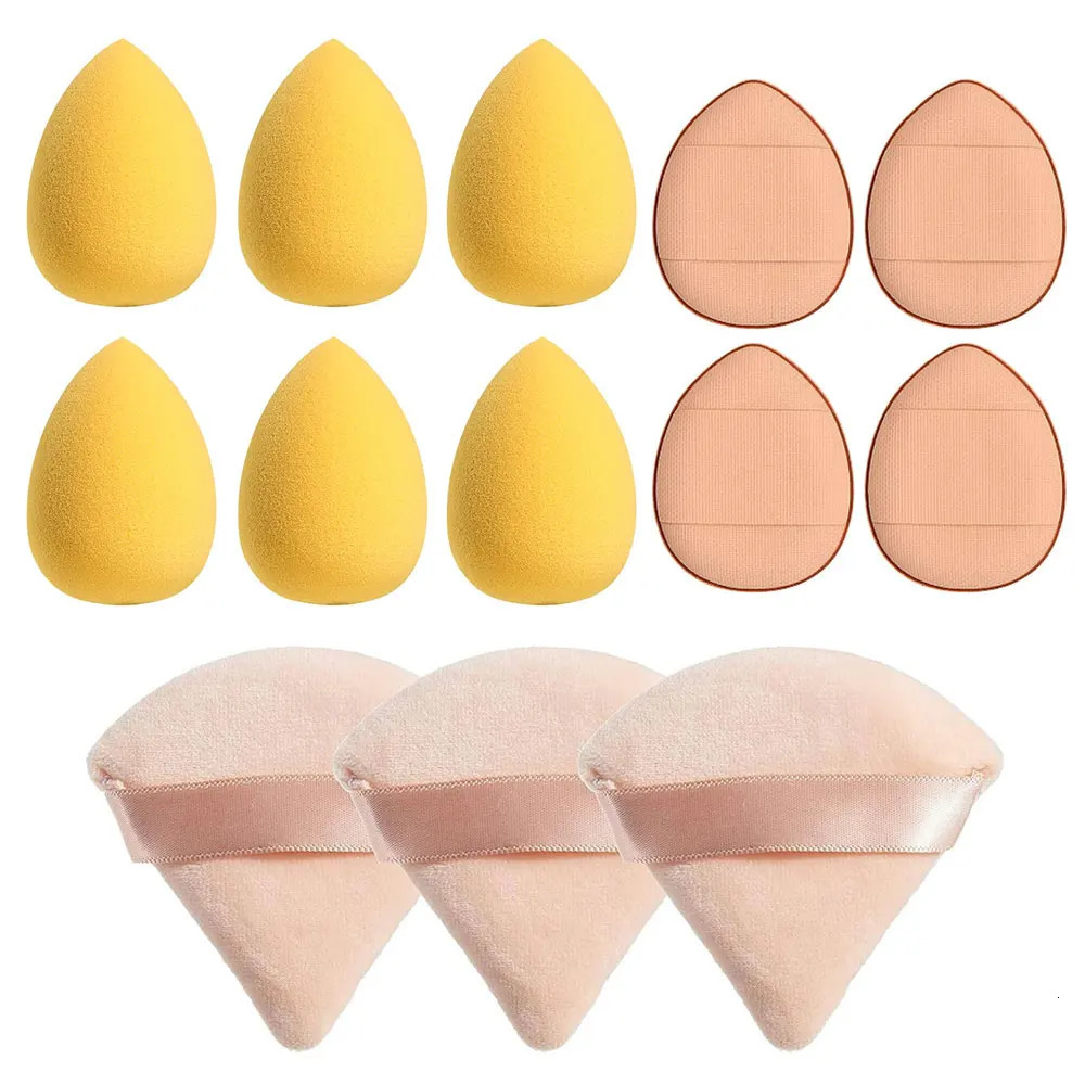 13 PSC Beauty Puff Set Large Beauty Blending Blender Spong 3 corners velvet puff Finger Puff Makeup Foundation makeup tool 240620