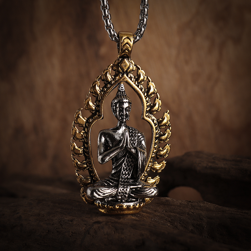 Classic Vintage Buddhist Buddha Pendant Necklace for Men Women Trendy Street Party Amulet Jewelry Gift
