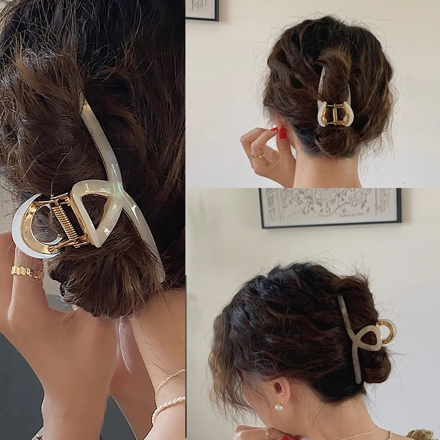 3 Pack Large Metal Acetate Hair Claw Clips Big Non Slip Hair Clamp for Women Hair Accessories as Gift for Medium to Thick Hair 240621