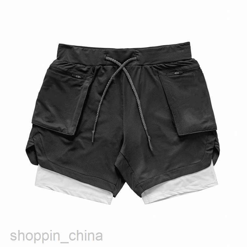 Men's Shorts New sports schoolbag with shorts men's summer sports fitness double layer breathable pants