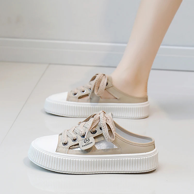 Womens Shoes with Thick Soles Soft Comfortable Breathable Hollow Out Casual Shoes Half Support Slippers Outdoor Sandals 240620