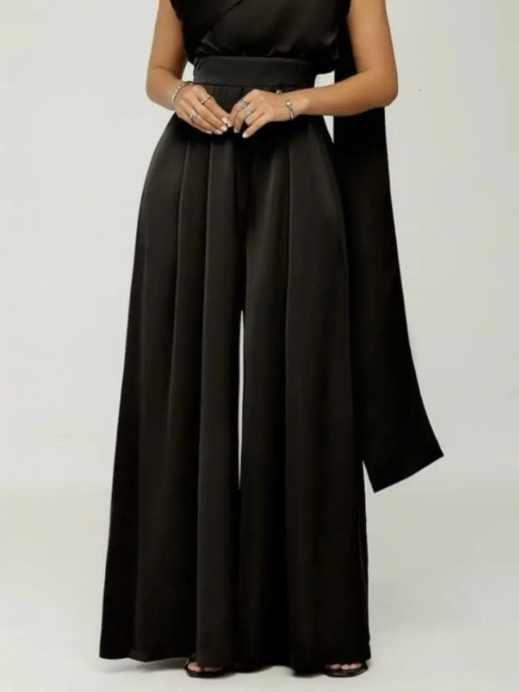 Bohohipei Female Stylish Shawl Collar Party Evening Jumpsuits Women Summer Sleeveless Casual Elegant Office Jump Suits 240618