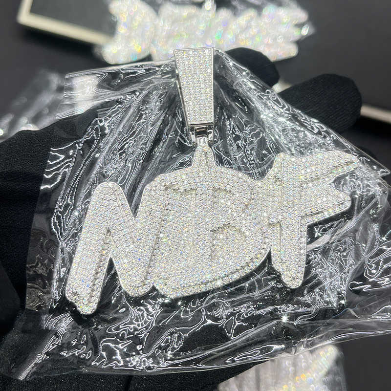 High Quality Custom Styles Letter Sier Moissanite Iced Out Name Pendant Necklace For Men Hip Hop Jewelry Gifts
