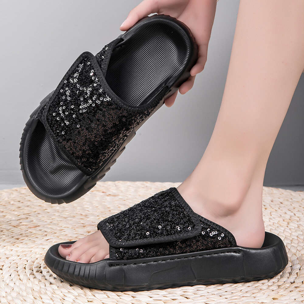 Women Slippers For To Wear In Summer New Sequin High End Thick Soled Beach Sandals Lazy And Pregnant S Flip Flops Ddmysaturn