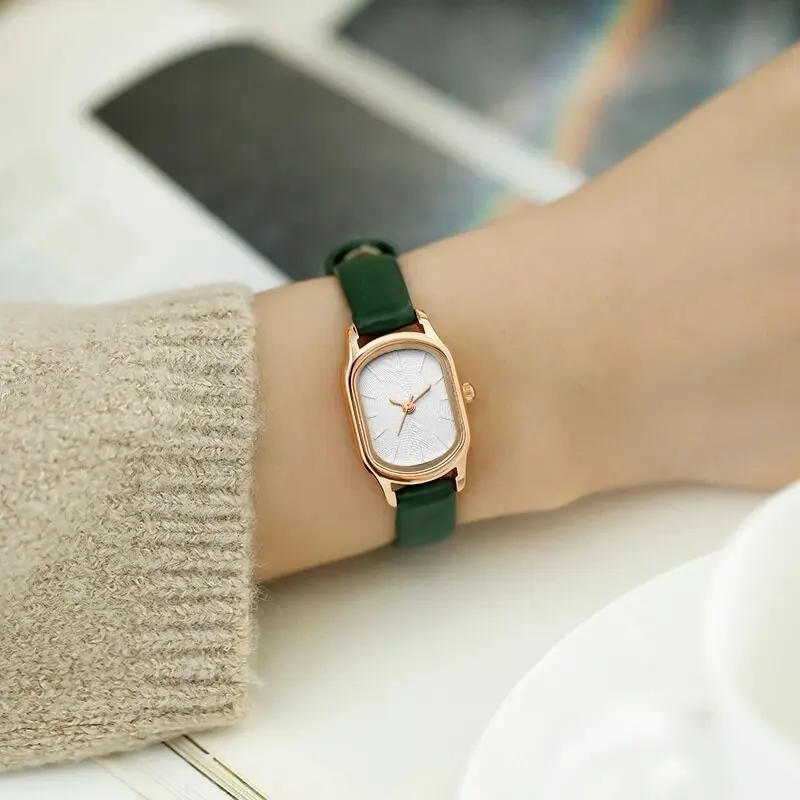 Ladies Watch Korean Square Watch Female Strap Small Student Net Red Simple Temperament Belt Quartz Watch Small GreenWatch