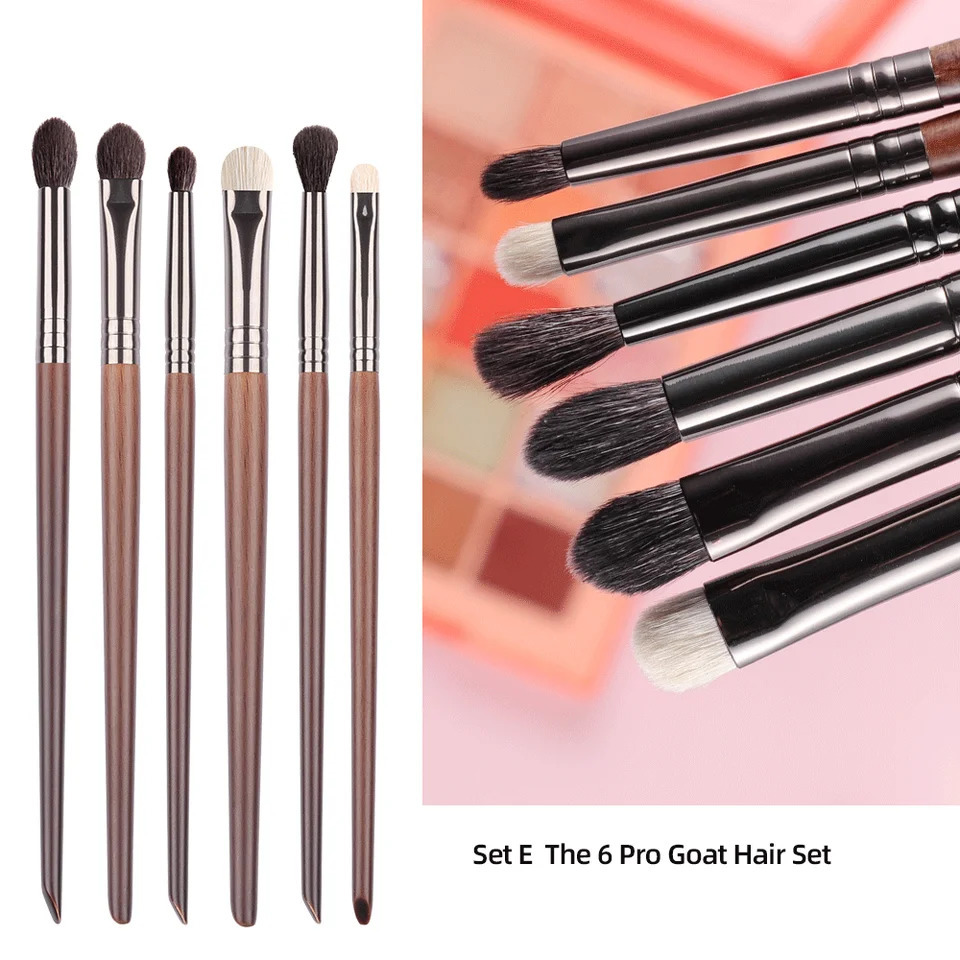 OVW Cosmetic 2/6 pcs Makeup Eye Shadow Brush Set Goat Hair Tool Ultra Soft Make Up Tapered Blender Diffuse Kit Cut Crease Brush 240620