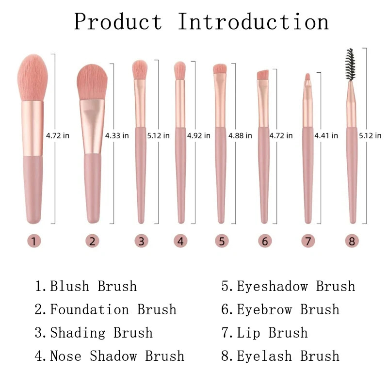 8Pcs Eyeshadow Portable Makeup Brushes Set Soft Fluffy Brushes Blush Powder Shadow Foundation Blending Concealer Make Up Tool 240620