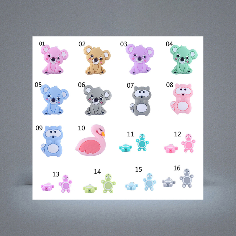 49 Styles 3cm Silicone Beads for DIY Baby Teethers Necklace Accessories grade BPA Animal Toddler teether M1960