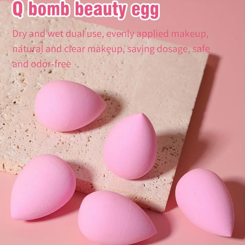 50PCS Mini Water Drop Makeup Sponge Multifunctional Beauty Egg Makeup Sponge 1pc Storage Bucket 240620