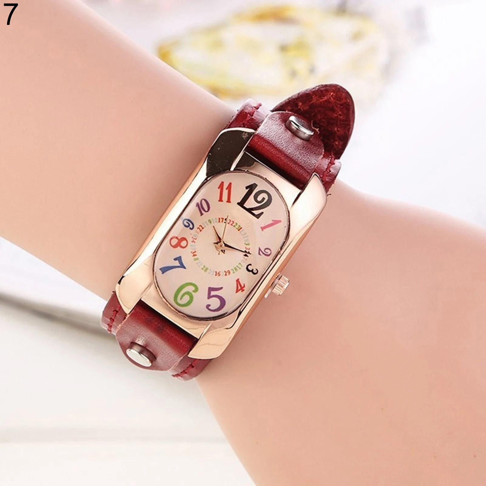 Vintage Casual Women Watch Alloy Dial Faux Leather Strap Oblong Case Analog Quartz Clock Ladies Wrist Watches Relojes Para Mujer