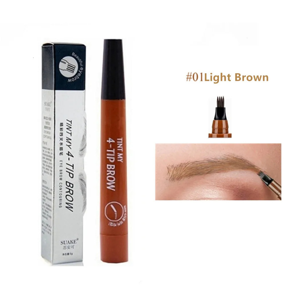 4D Microblading Eyebrow Pen 4 Forks Tip Eyebrow Tattoo Pencil Long Lasting Fine Sketch Liquid Eye Brow Make Up 240620