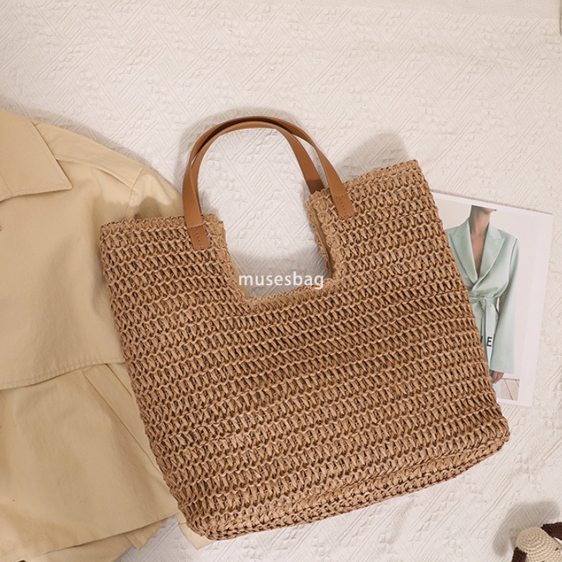 Designer Women's Luxury Leisure Lazy Multi functional One Shoulder Simple and Large Capacity Handheld Straw Bag Woven Bag Beach Vacation Bag
