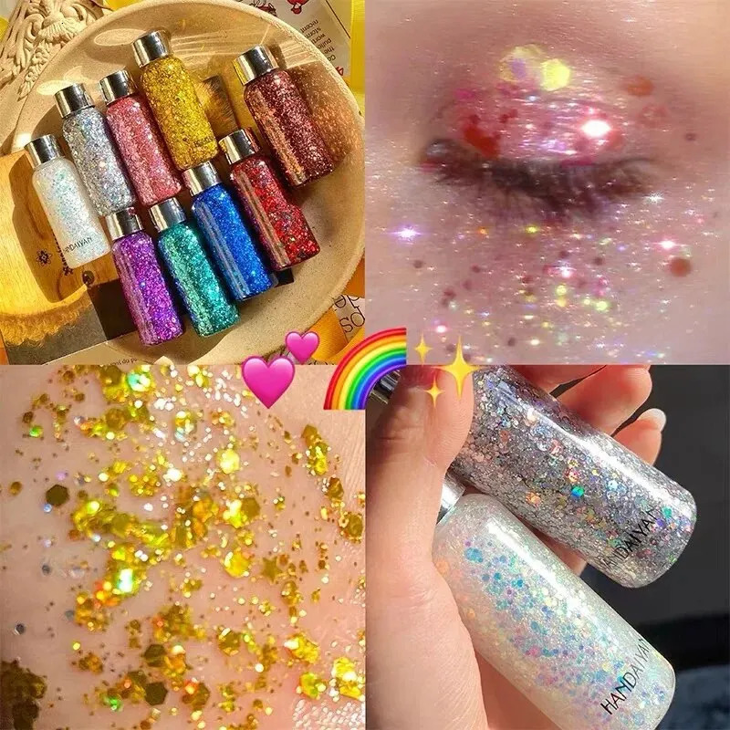 Mermaid Sequins Body Glitter Gel SetLong Lasting Holographic Glitter Liquid Body Makeup for Women Waterproof Face Glitter Gel 240620