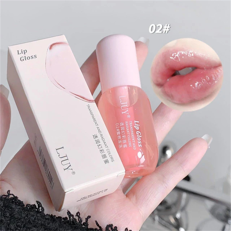 Fruit Crystal Jelly Oil Hydrating Transparent Glass Gloss Plumping Clear Lip Plumper Serum Lips Care Makeup Cosmetics
