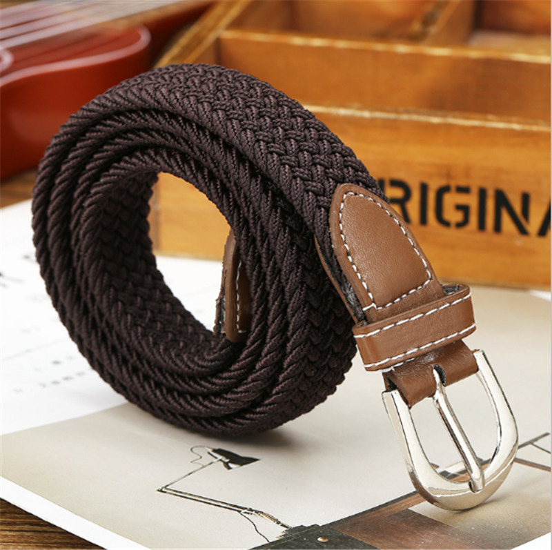 2023 New Popular 6 Colors Men And Women Fashionable Woven Elastic Woven Canvas Buckle Belt Belt Versatile Canvas Belt