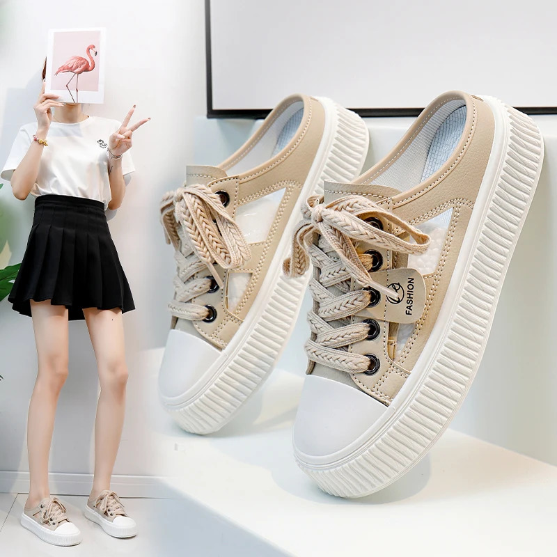 Womens Shoes with Thick Soles Soft Comfortable Breathable Hollow Out Casual Shoes Half Support Slippers Outdoor Sandals 240620