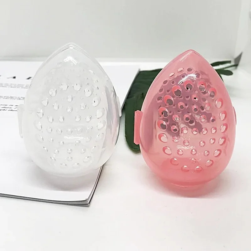Traveling Makeup Sponge Organizer Box Pink White Egg Shape Plastic Box Powder Sponge Beauty Egg Holder Cosmetics Tools 240620