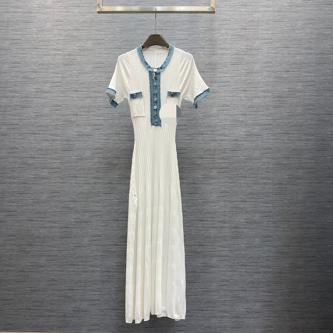 609 XL 2024 Milan Runway Summer Dress Short Sleeve Brand Same Style Empire Womens Fashion High Quality