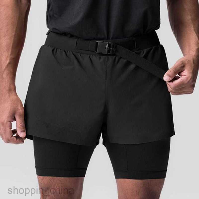 Men's Shorts New casual sports shorts for men's quarter pants with elastic double layered running and fitness on all sides