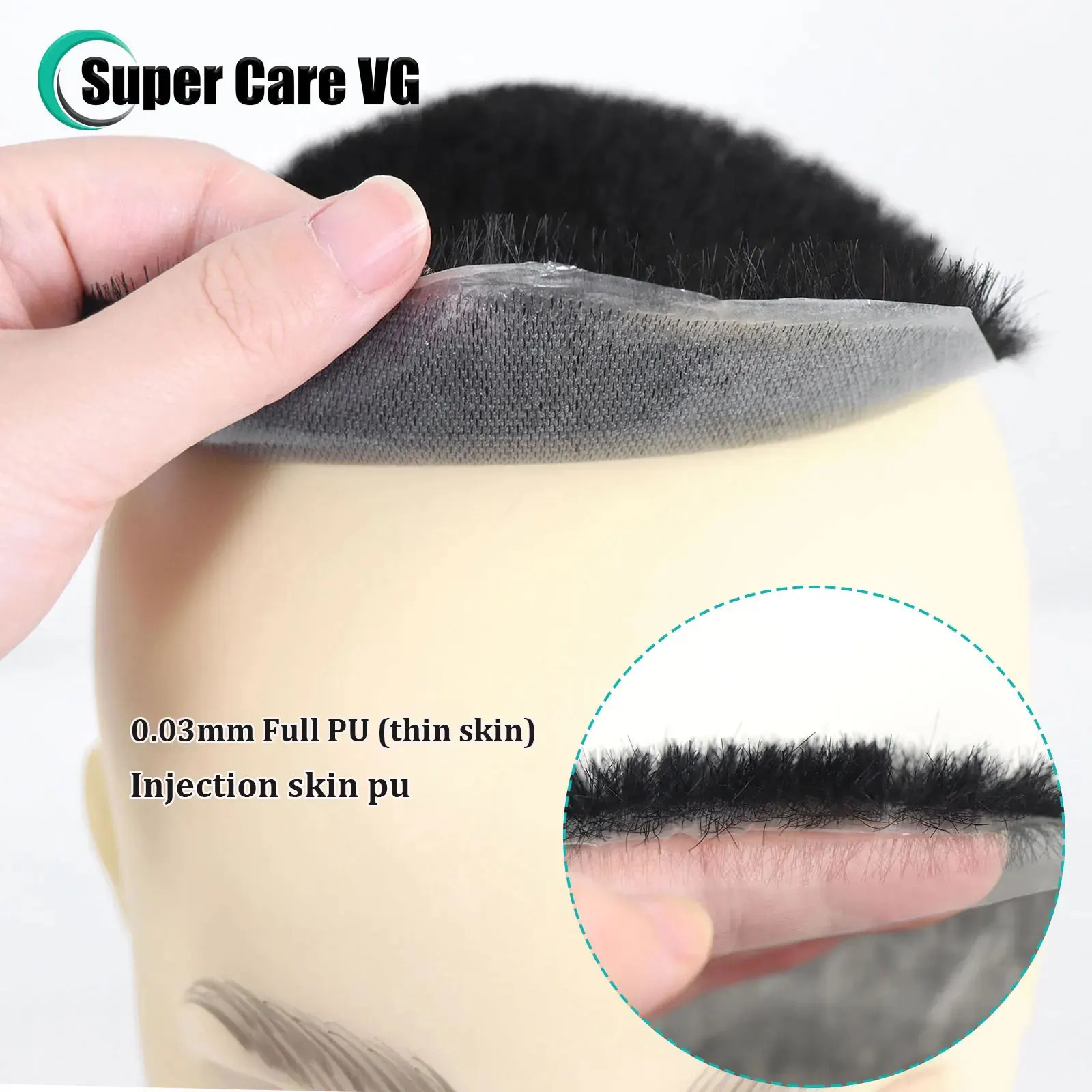 Marine Haircut 0.03mm Full Poly Thin Skin Hair System For Men 13x18cm Toupee Men Human Hair Pieces PU Mens Capillary Prosthesis 240621
