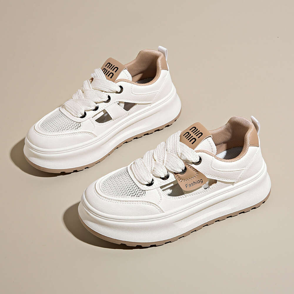 Ddmyoutdoor Summer New Instagram Korean Edition Hollow Small White Female Students Thick Sole Versatile Casual Sports Board Shoes XT