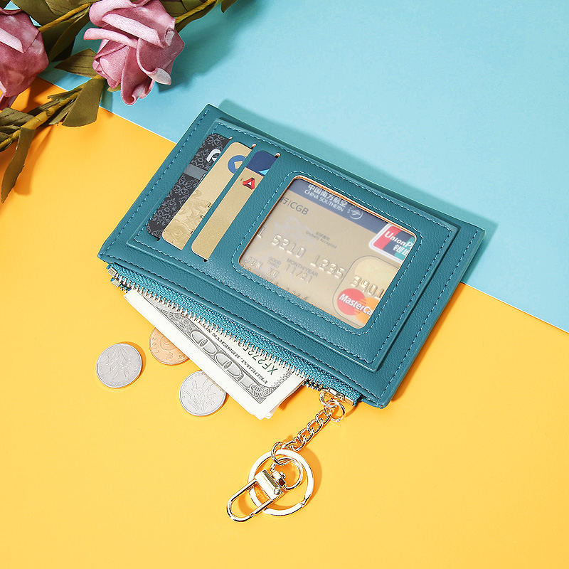 Women's ID Credit Card Holder Case PU Leather Small Short Wallets Mini Coin Purses Zipper Bill Money Bag Portable Clutch