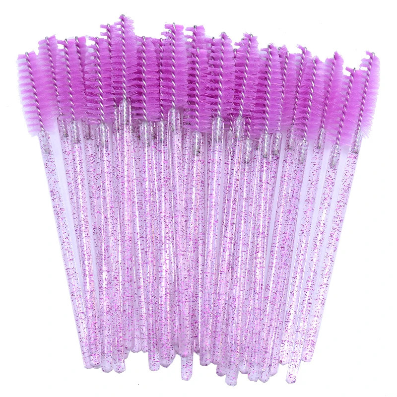 50pcs Disposable Eyelash Brushes Crystal Eye lash Mascara Wands Glitter Lash Comb Spoolies Micro Makeup Applicators 240620