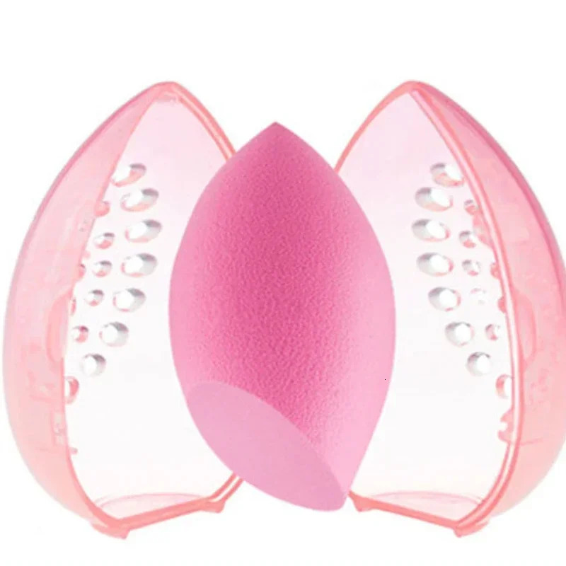 Traveling Makeup Sponge Organizer Box Pink White Egg Shape Plastic Box Powder Sponge Beauty Egg Holder Cosmetics Tools 240620