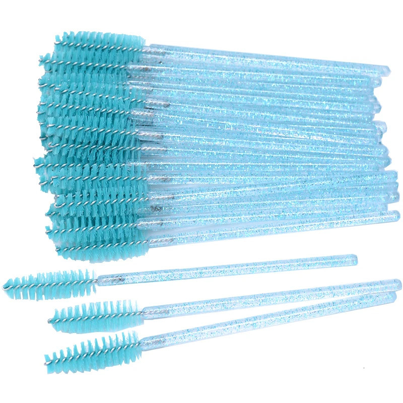 50pcs Disposable Eyelash Brushes Crystal Eye lash Mascara Wands Glitter Lash Comb Spoolies Micro Makeup Applicators 240620